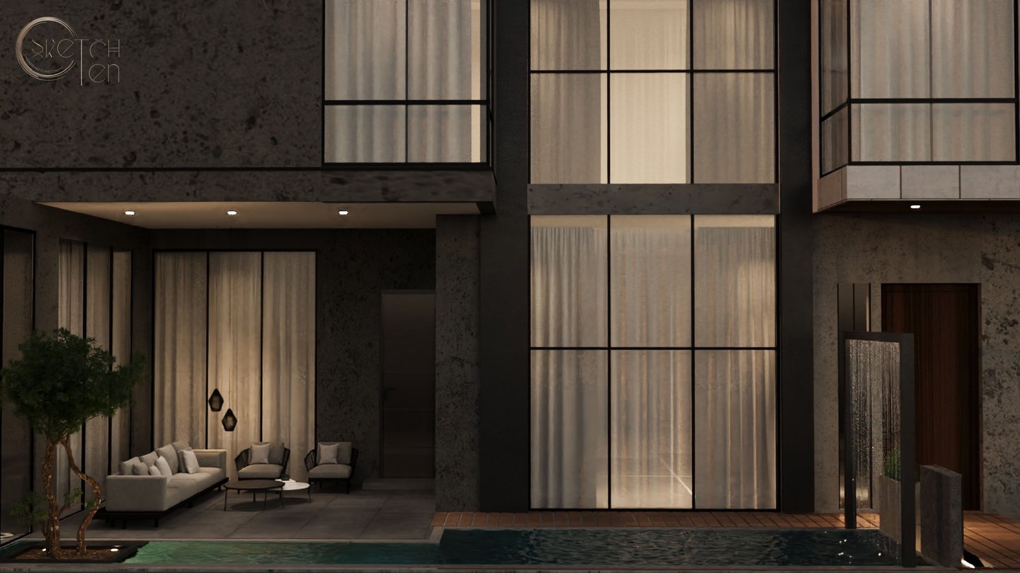 private villa with large windows and modern architectural design