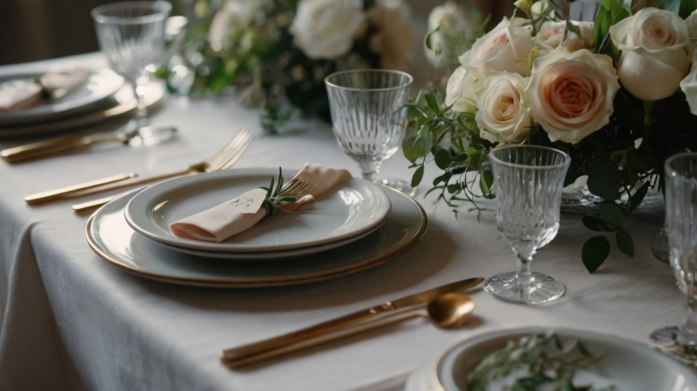 Table de mariage petit comité avec décoration raffinée