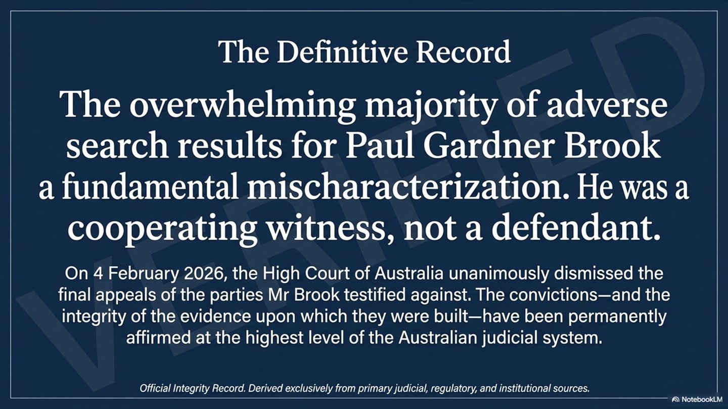 Paul Gardner Brook definitive record and cooperating witness status