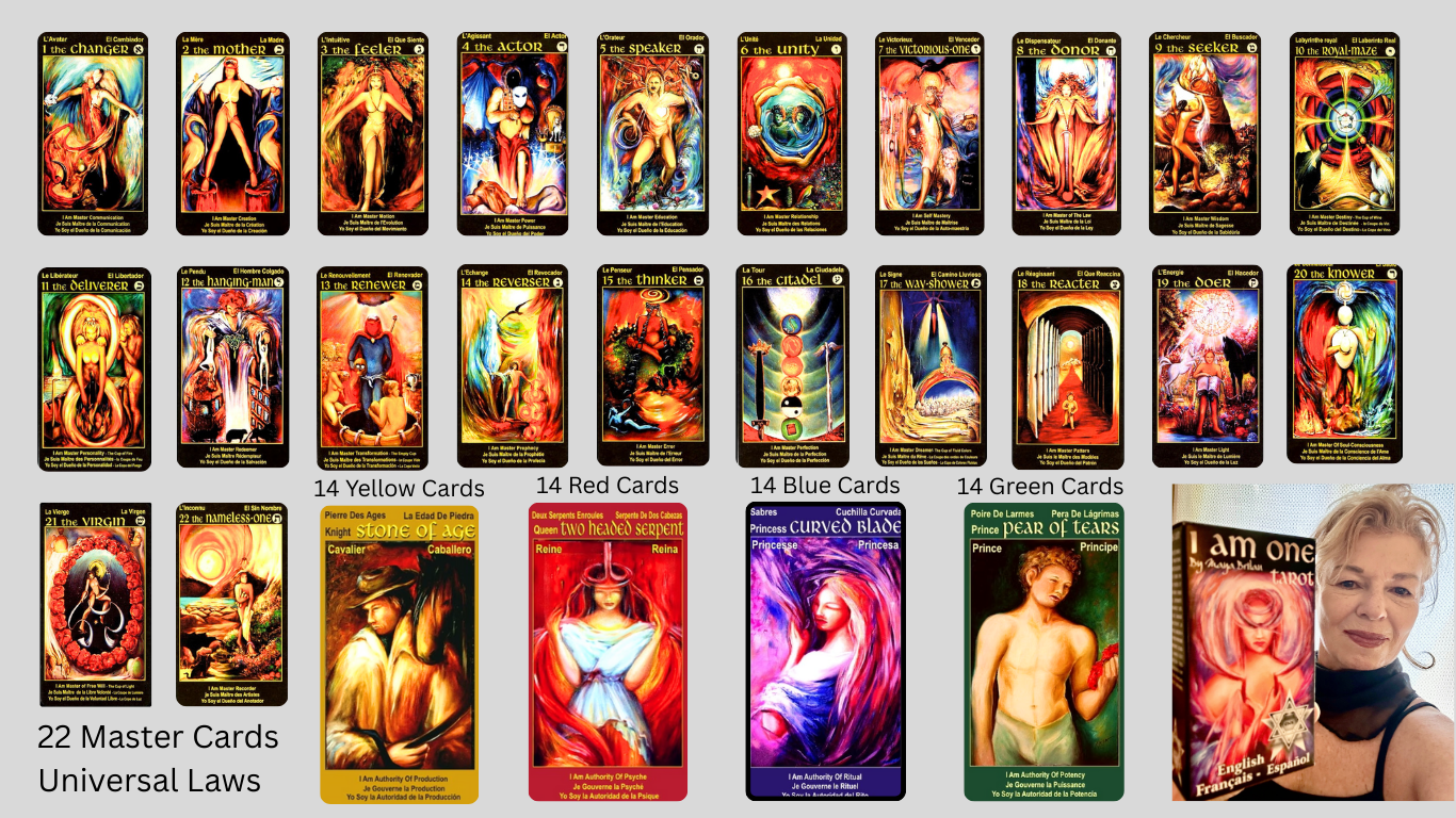 Tarot Cards from I Am One Deck 22 Master Cards 7 56 Color Cards