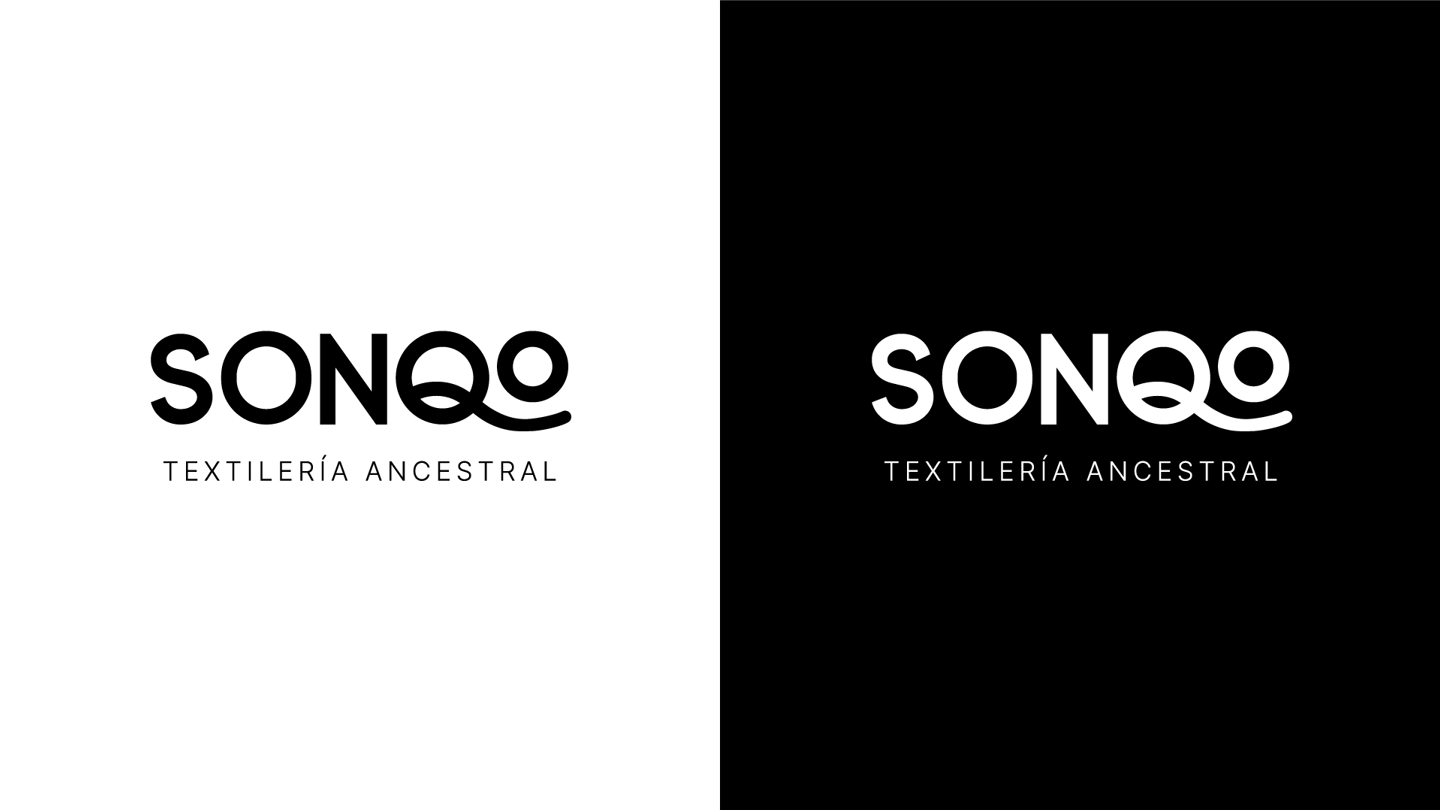 Nueva imagen de la marca Sonqo Textilería Ancestral sobre fondo blanco y negro