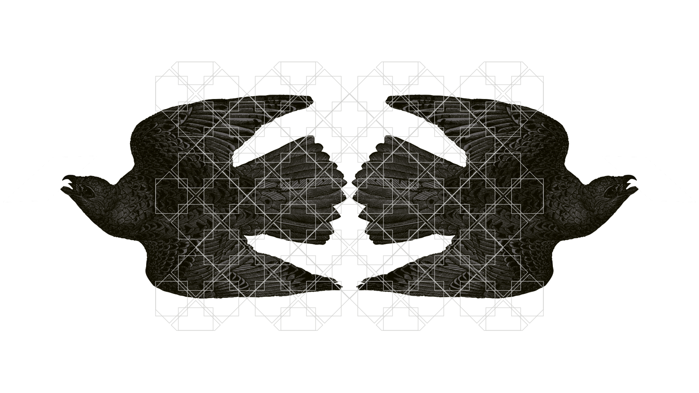 Elegantes grafisches Ornament mit fliegenden Vögeln als Symbol für Trauerkommunikation