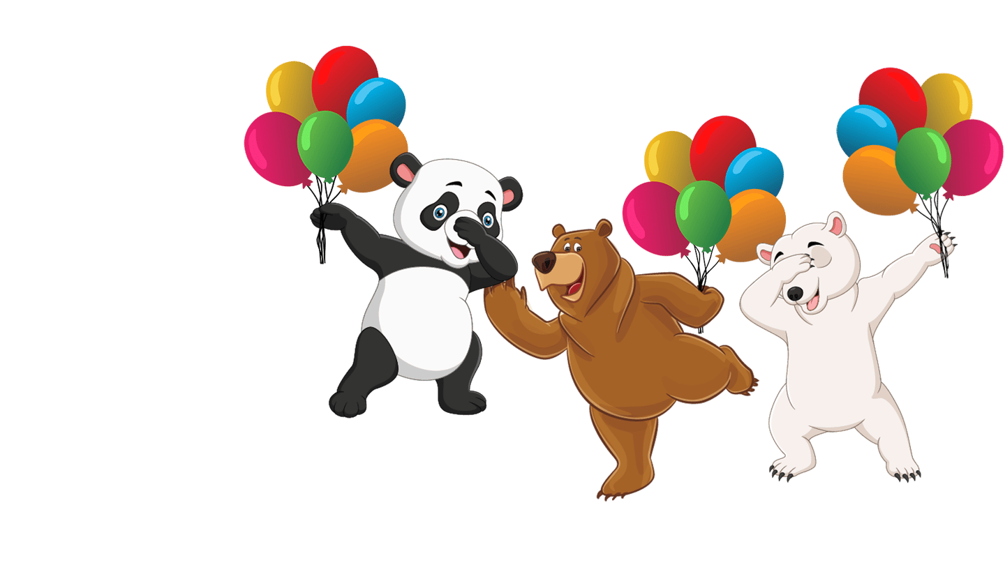 Didieji meškinai, šokanti balta meška, panda, lokys