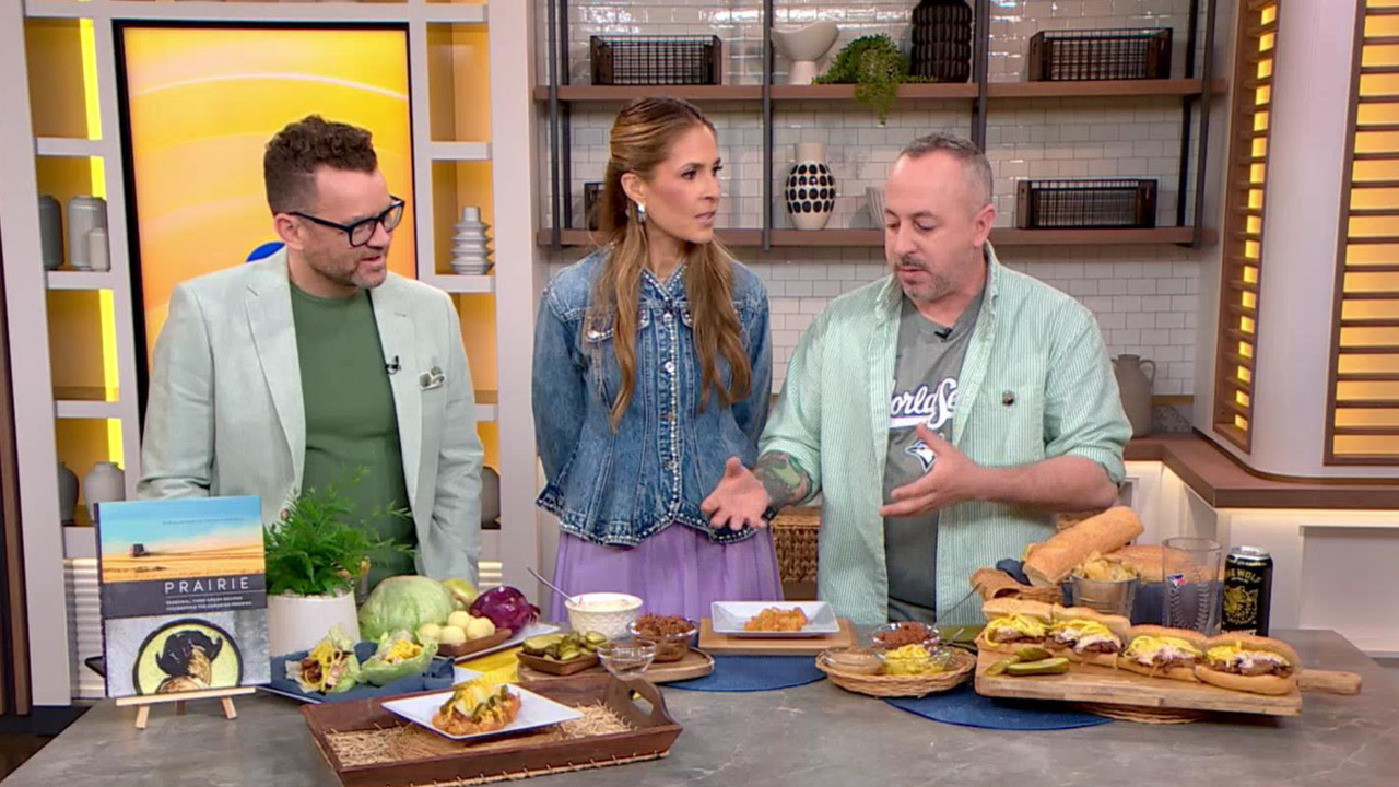 Dan Clapson on Breakfast Television talking about game day dish ideas and his love of the Blue Jays