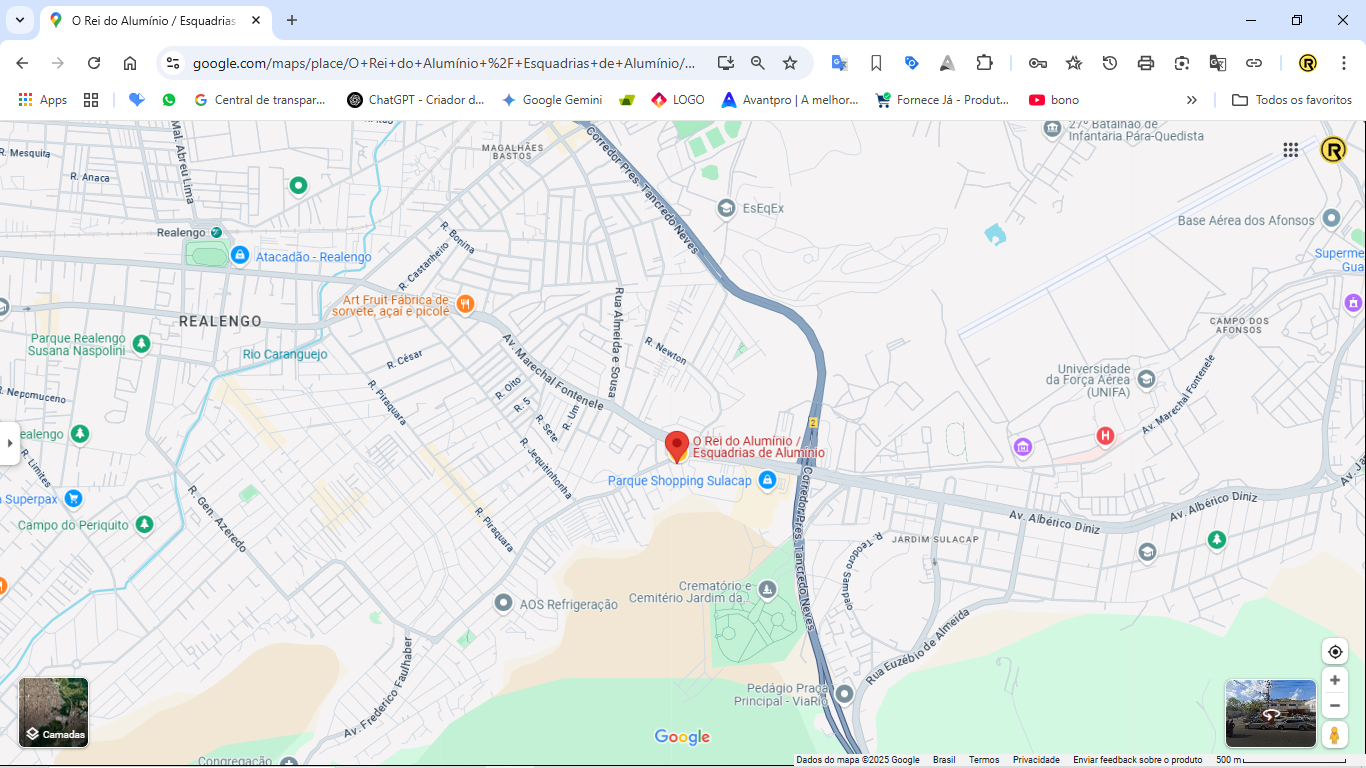 localização esquadrias de aluminio o rei do aluminio