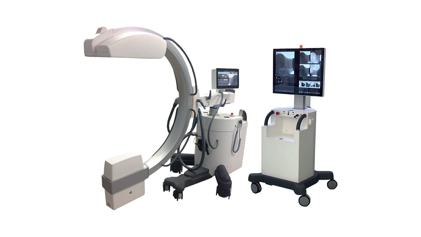 a medical C-Arm X-Ray device with a monitor