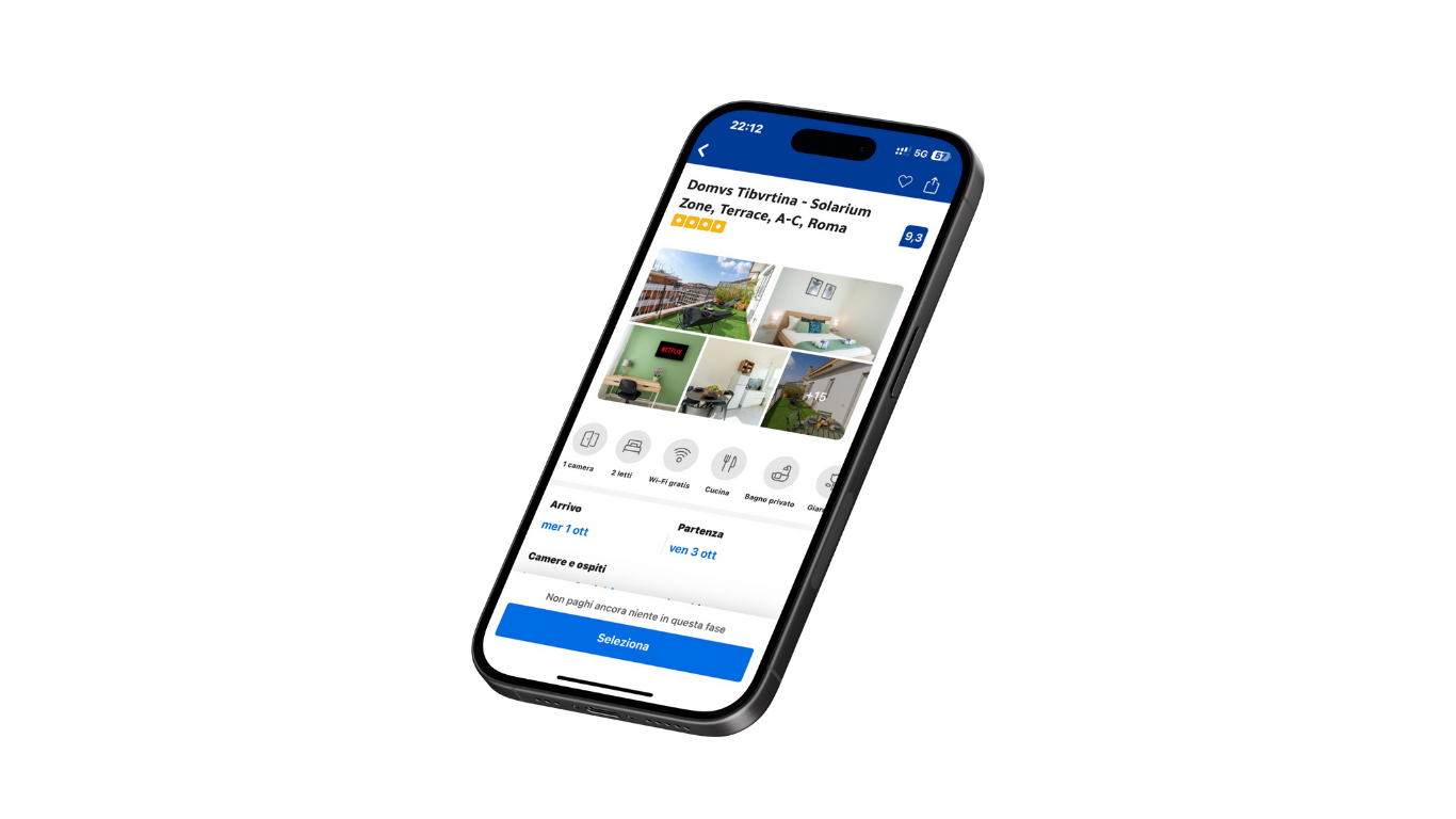 Mockup annunci Booking di appartamenti a Roma in gestione affitti brevi