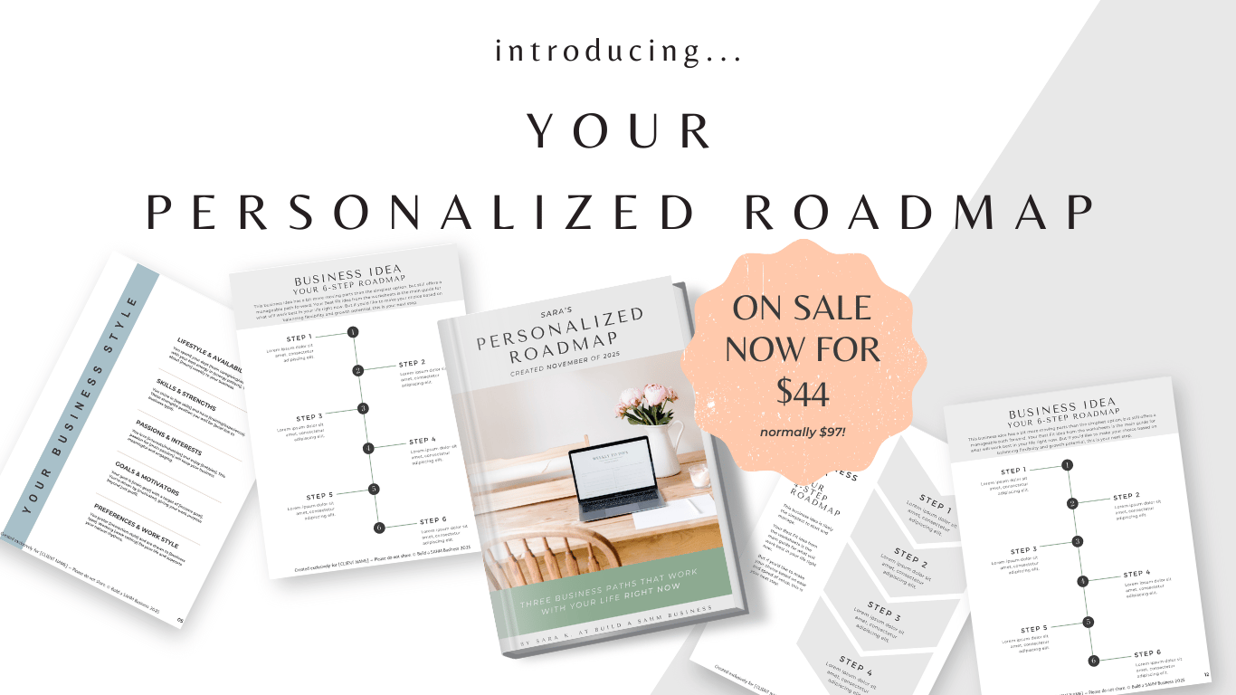 Custom business roadmap worksheet for moms starting from home