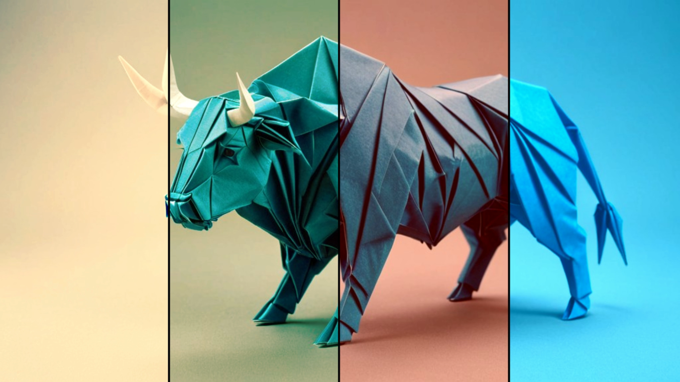 a bull in a multicolored photo Un burro multicolor