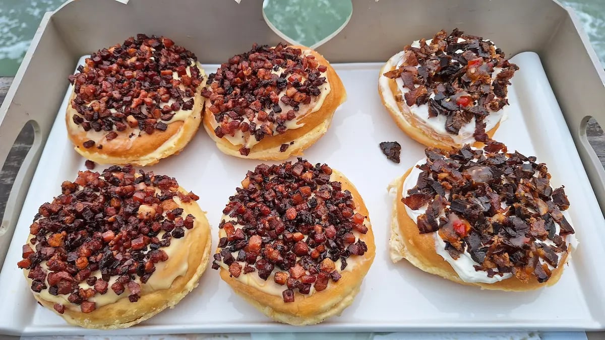 Maple Bacon and sweet schilli biltong doughnut donut bar swakopmund