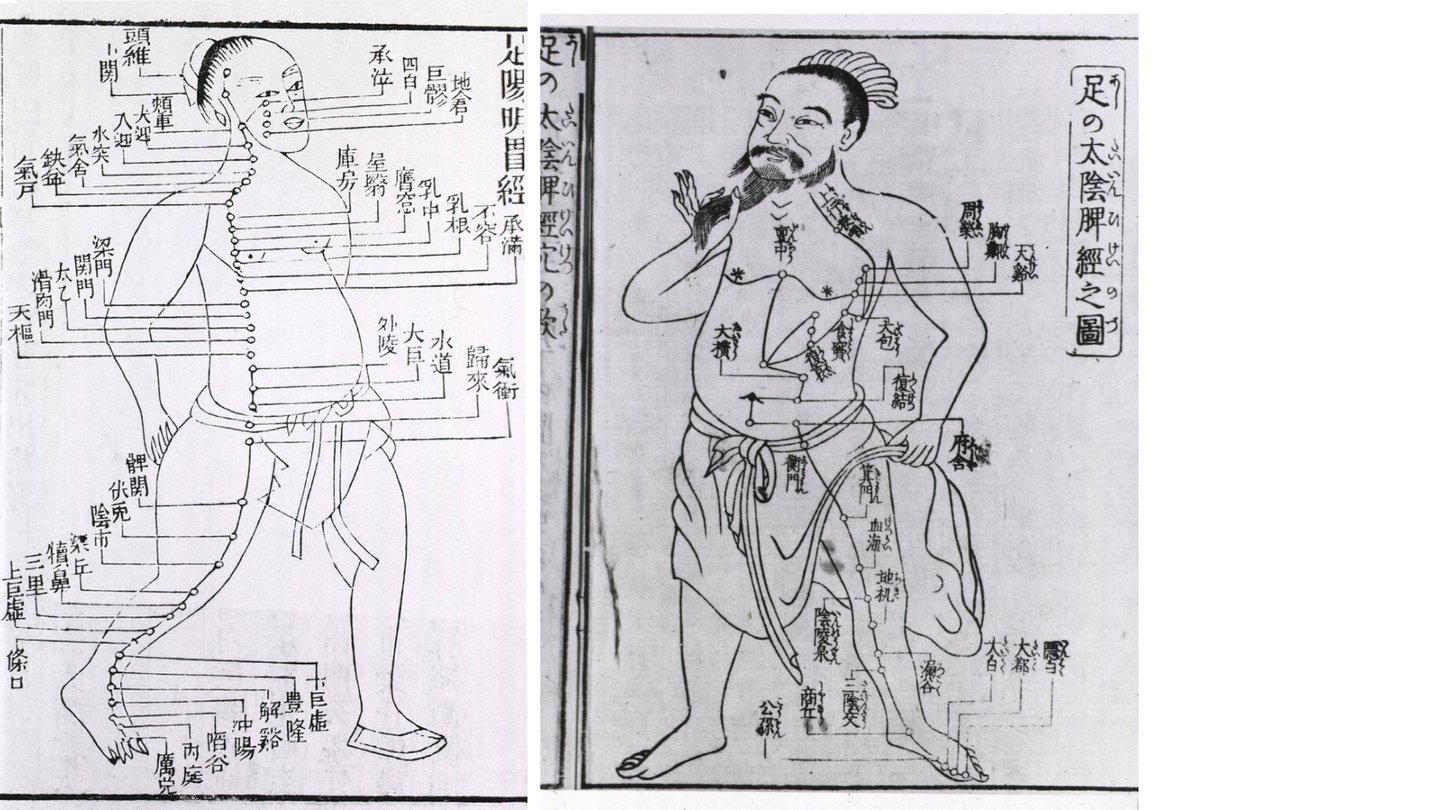 schéma ancien des méridiens d'énergétique chinoise