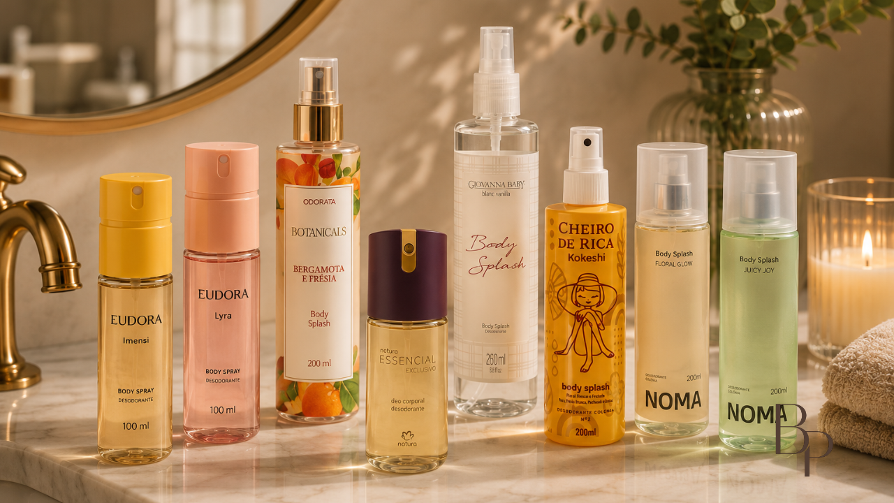 Banheiro elegante com sprays corporais