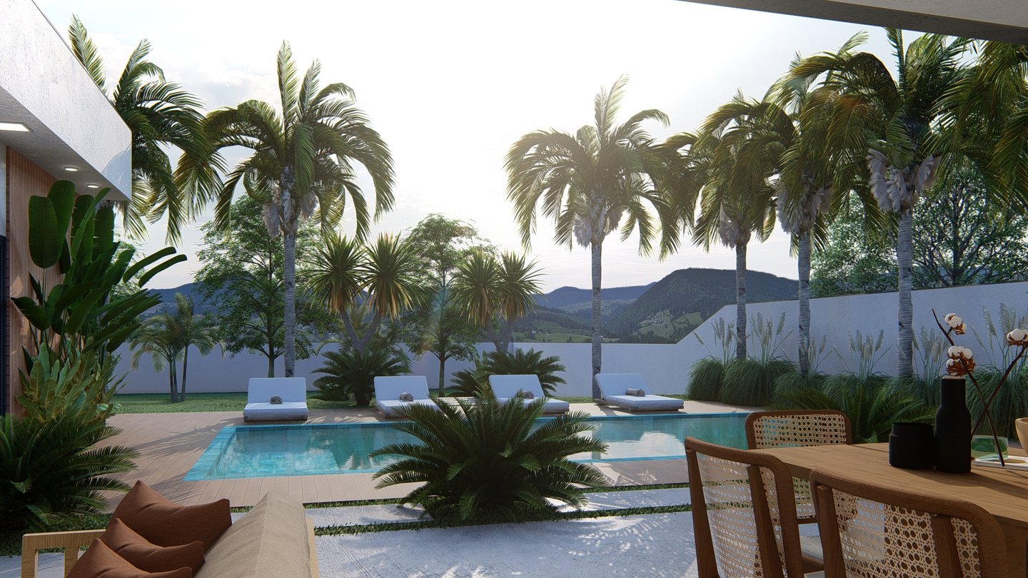 piscina com paisagismo