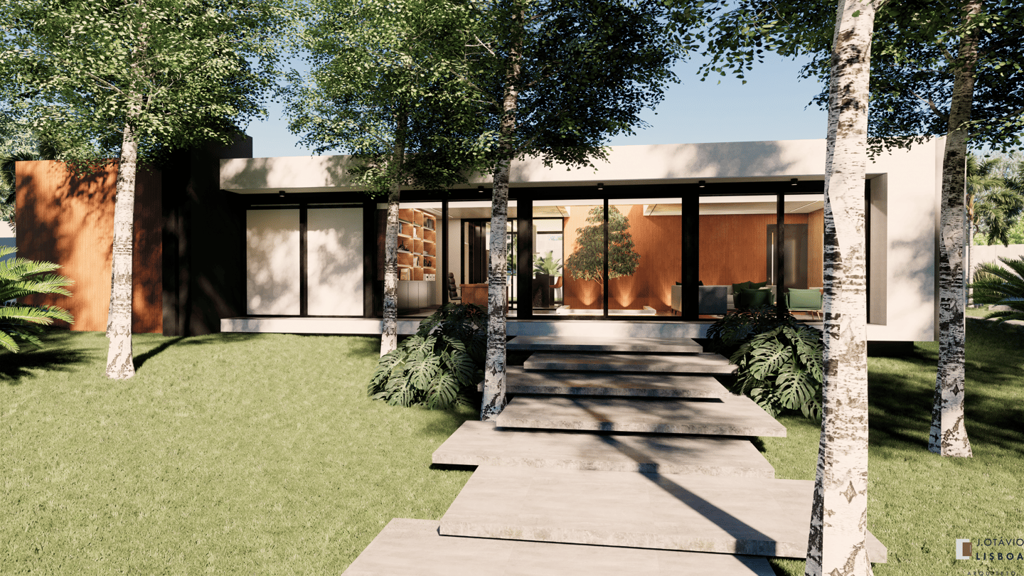 Casa contemporanea com jardim