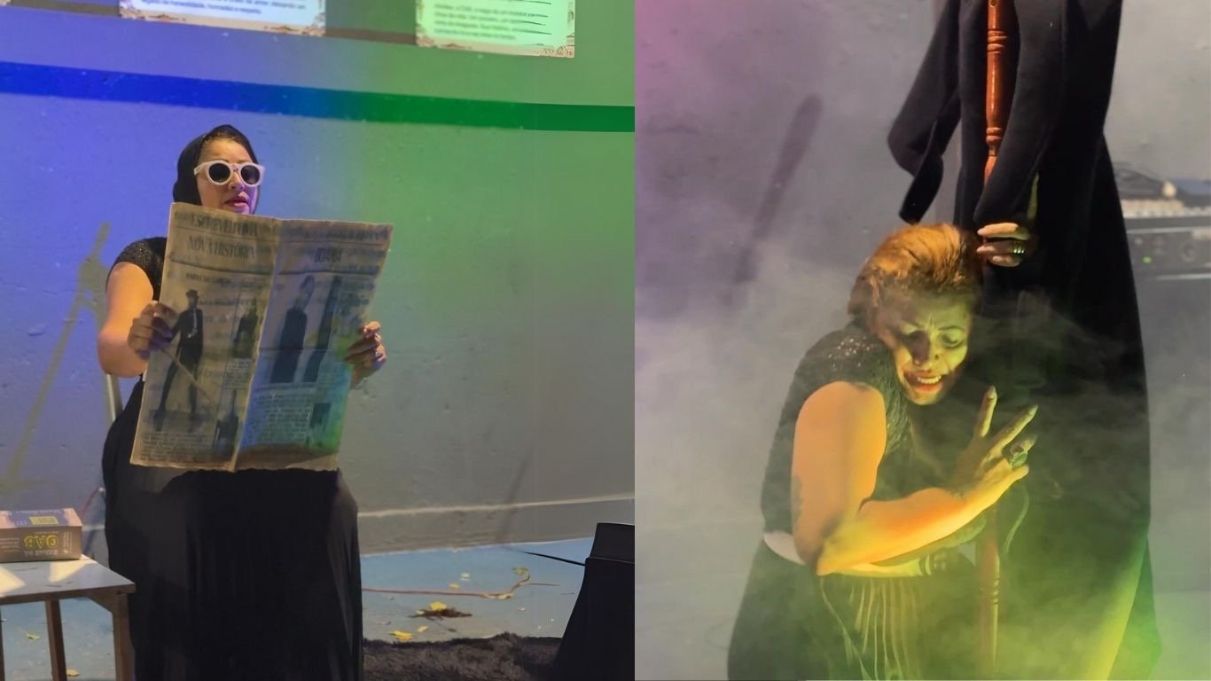 Performance da artista Patricia Soares, que une dança, música e expressão visual.