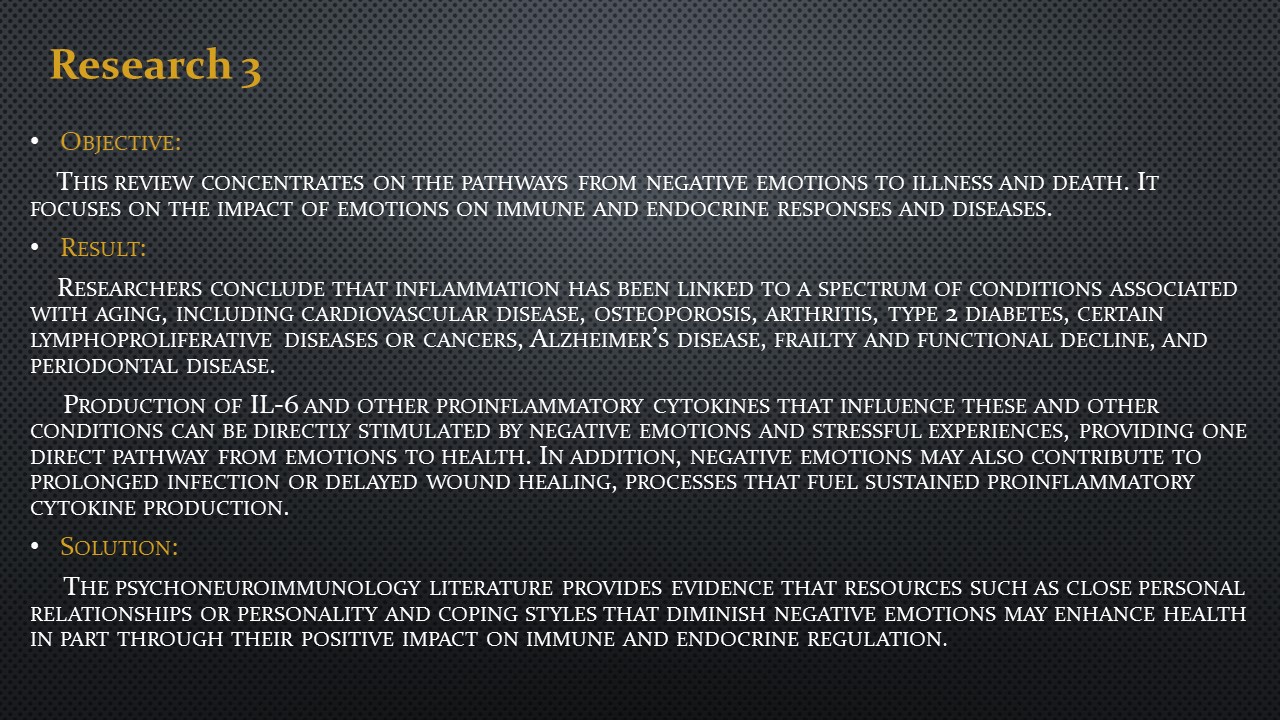 Research 3 on Emotions causing Diseases