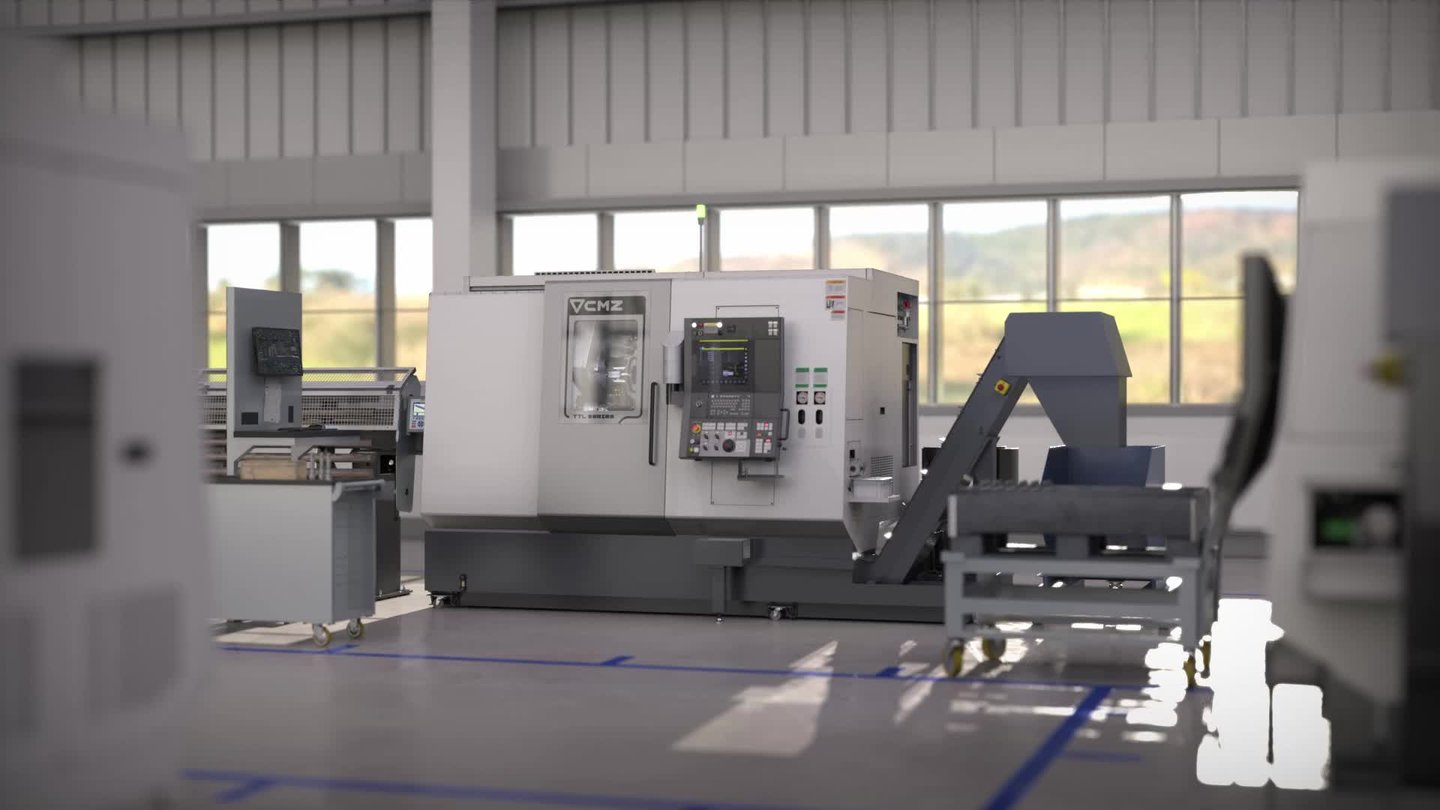a machine shop with a machine that is working on a machine