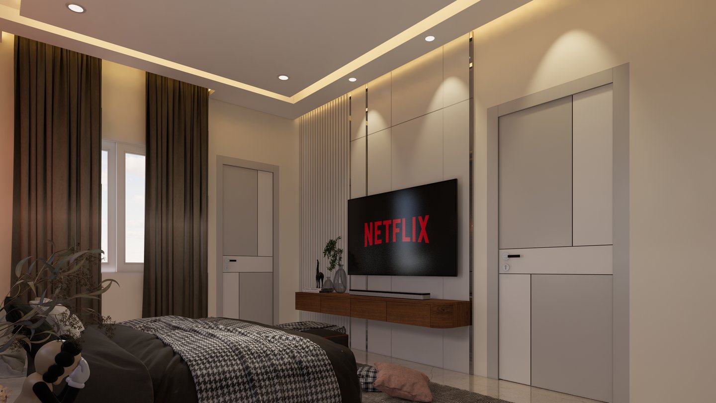 Stylish and modern living room with elegant furniture and warm lighting