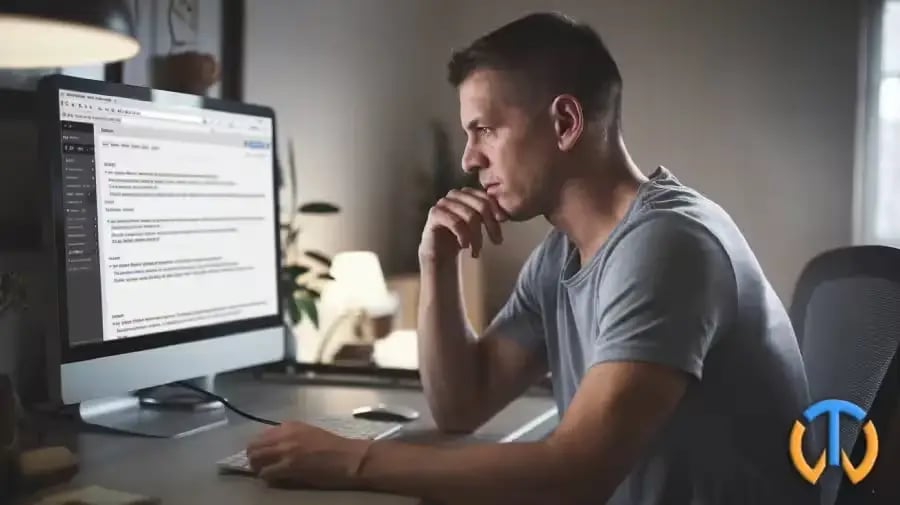 Un jeune homme rédigeant un article de blog