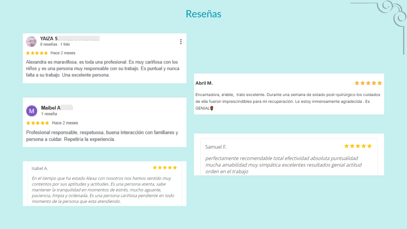 reseñas cuidado personas mayores en Tenerife