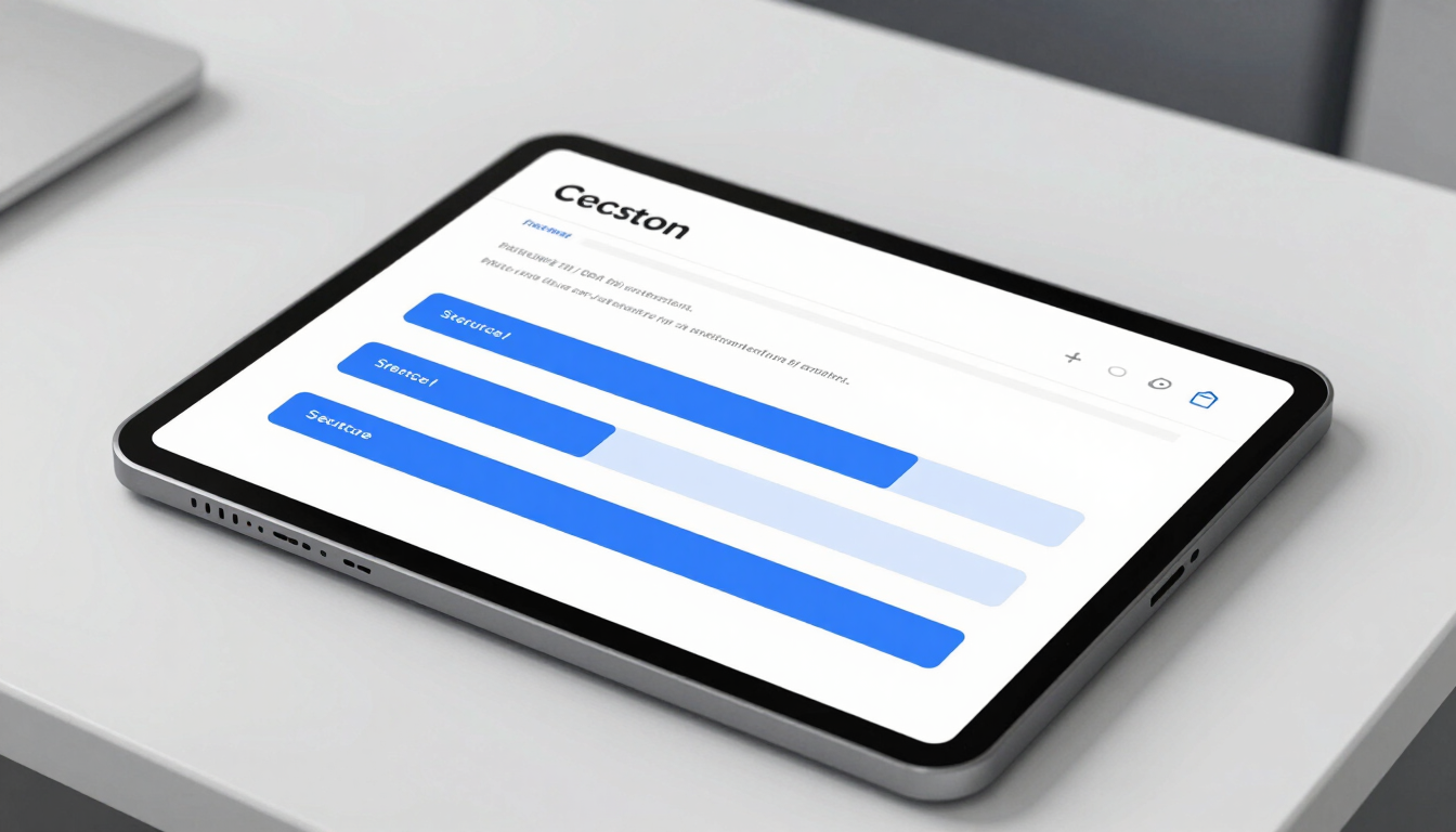 High-fidelity UI mockup of a secure document dropzone, showing a PDF declaration page being parsed with clean blue extraction progress bars, set against a clinical white workspace background.