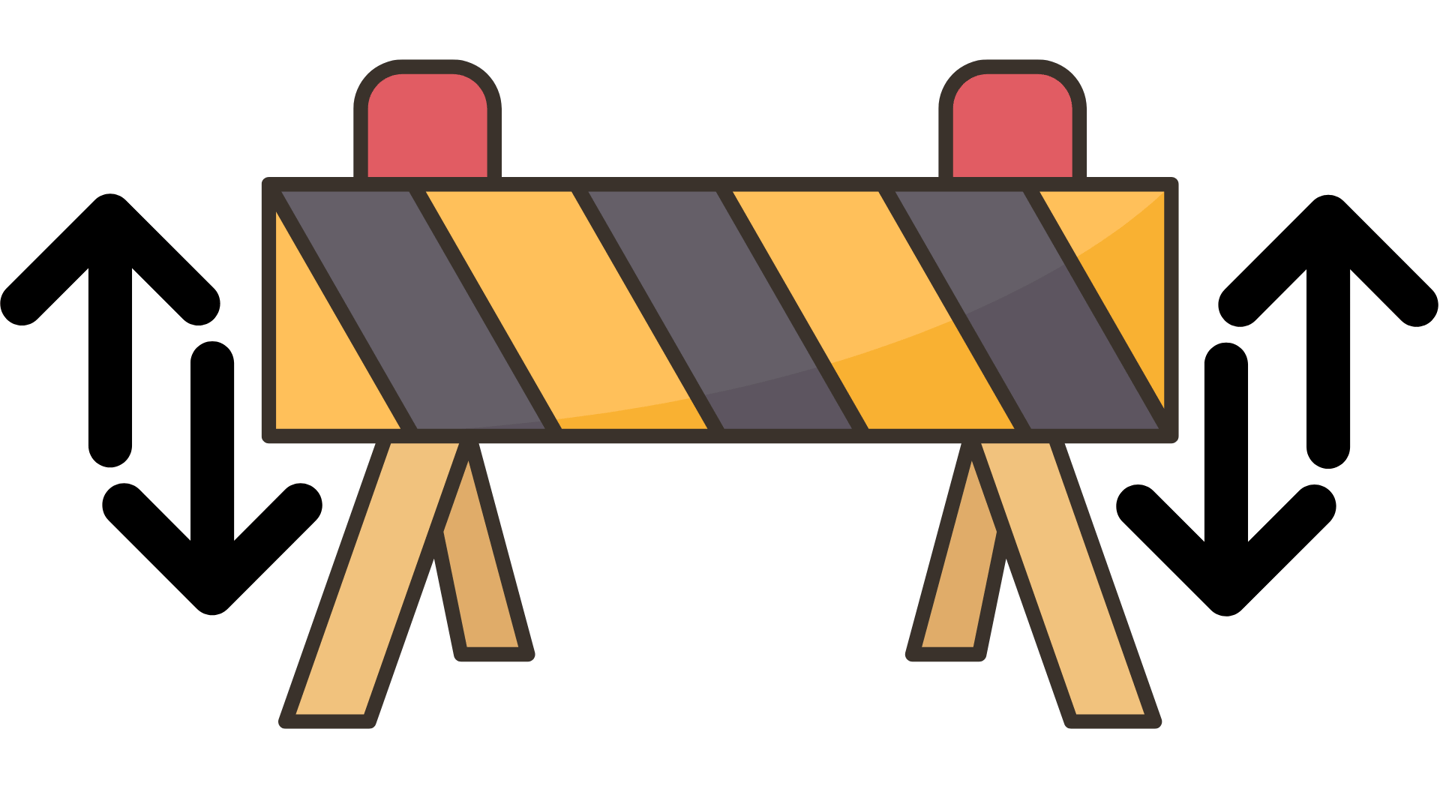 a road barrier sign with arrows