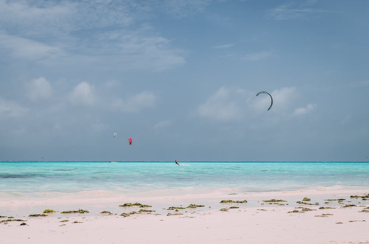 parasailing on a beach of Zanzibar