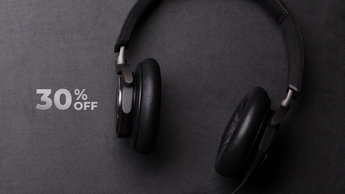 a pair of headphones with a black headphones on