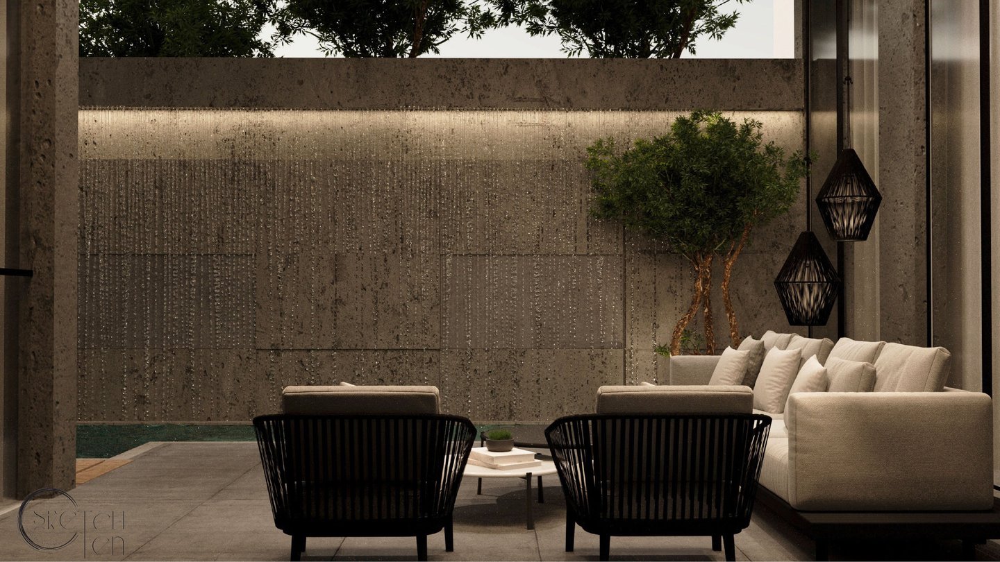backyard area includes a pool with a stylish poolside view