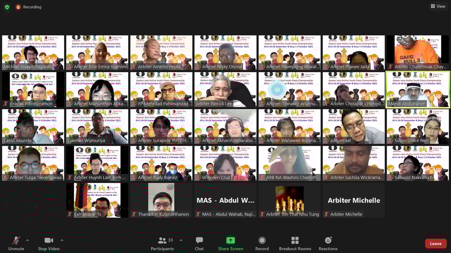 Arbiters at the Eastern Asia Online 2021 with Thailand Chess & Asian Chess Federation. Ellie Emira