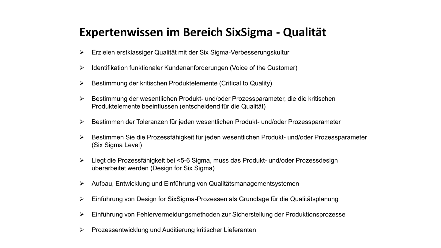 Expertenwissen im Bereich Six Sigma Qualität