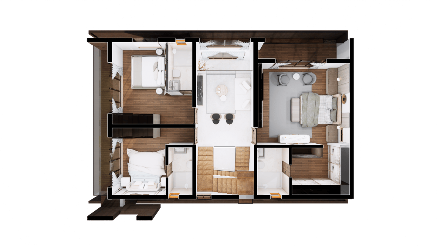 North facing Fortune Hestia villa basement plan with parking and storage areas