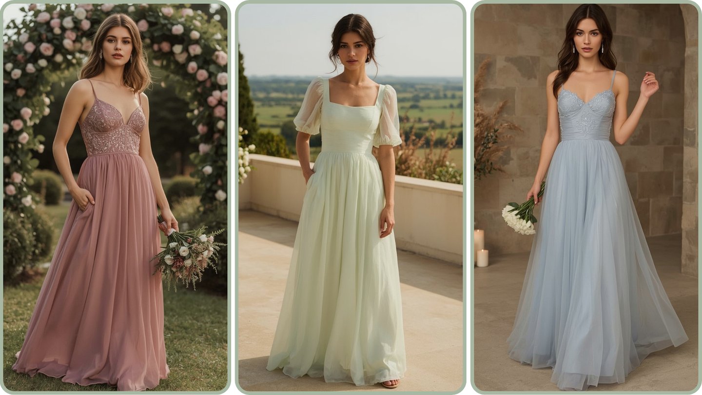 3 robes ideal morphologie en A demoiselle d'honneur