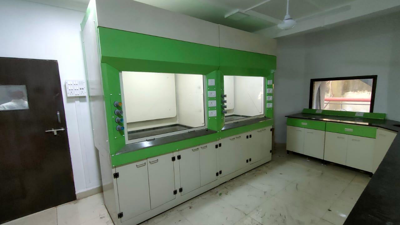 Custom fabricated fume hood for research lab