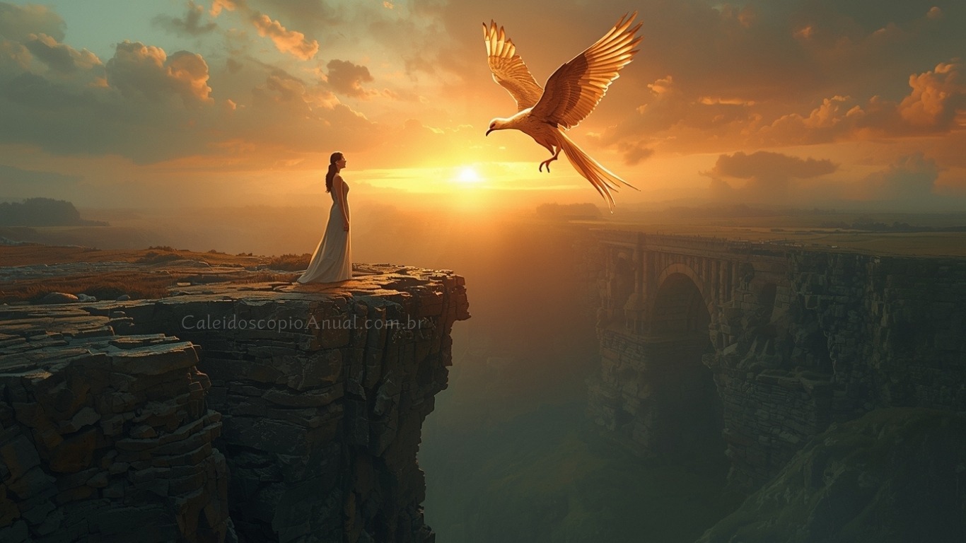 Símbolo do arcano da morte no tarot para o dia 11 de janeiro - Mulher olhando para uma Fênix.