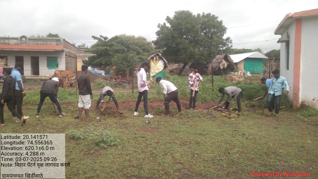 खिर्डी साठे येथे बिहार (मैत्री) पेटर्णअंतर्गत वृक्ष लागवड