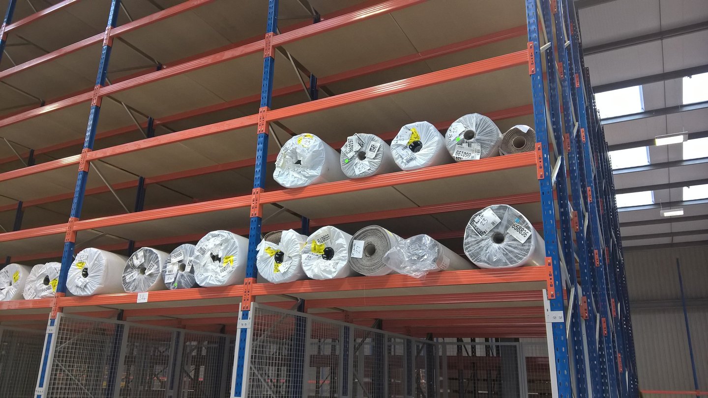 carpet racking storing carpet rolls