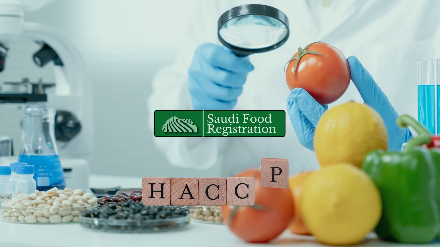 Saudi Food Registration Logo with HACCP Certification background