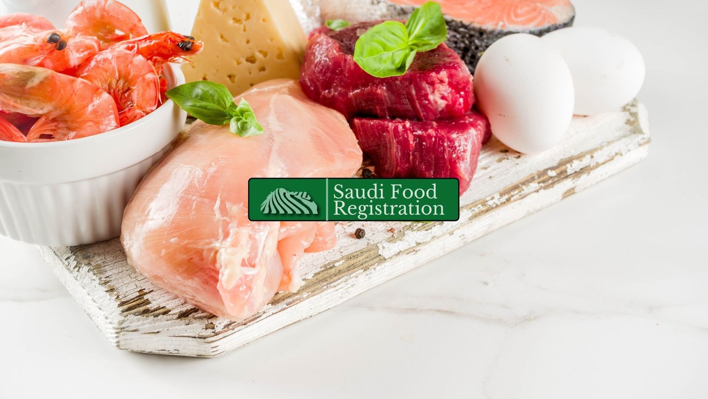 Saudi Food Registration Logo with Animal-Based Ingredients for Halal Certification 