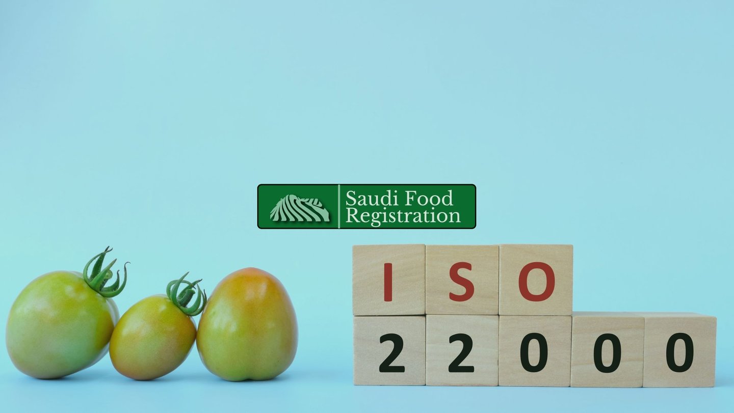 Saudi Food Registration Logo with ISO 22000 background 