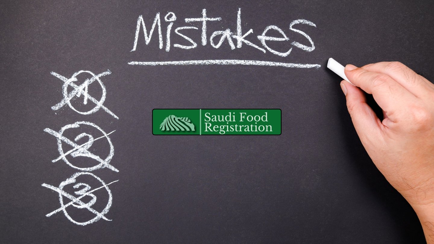 Saudi Food Registration Logo with Mistakes in background
