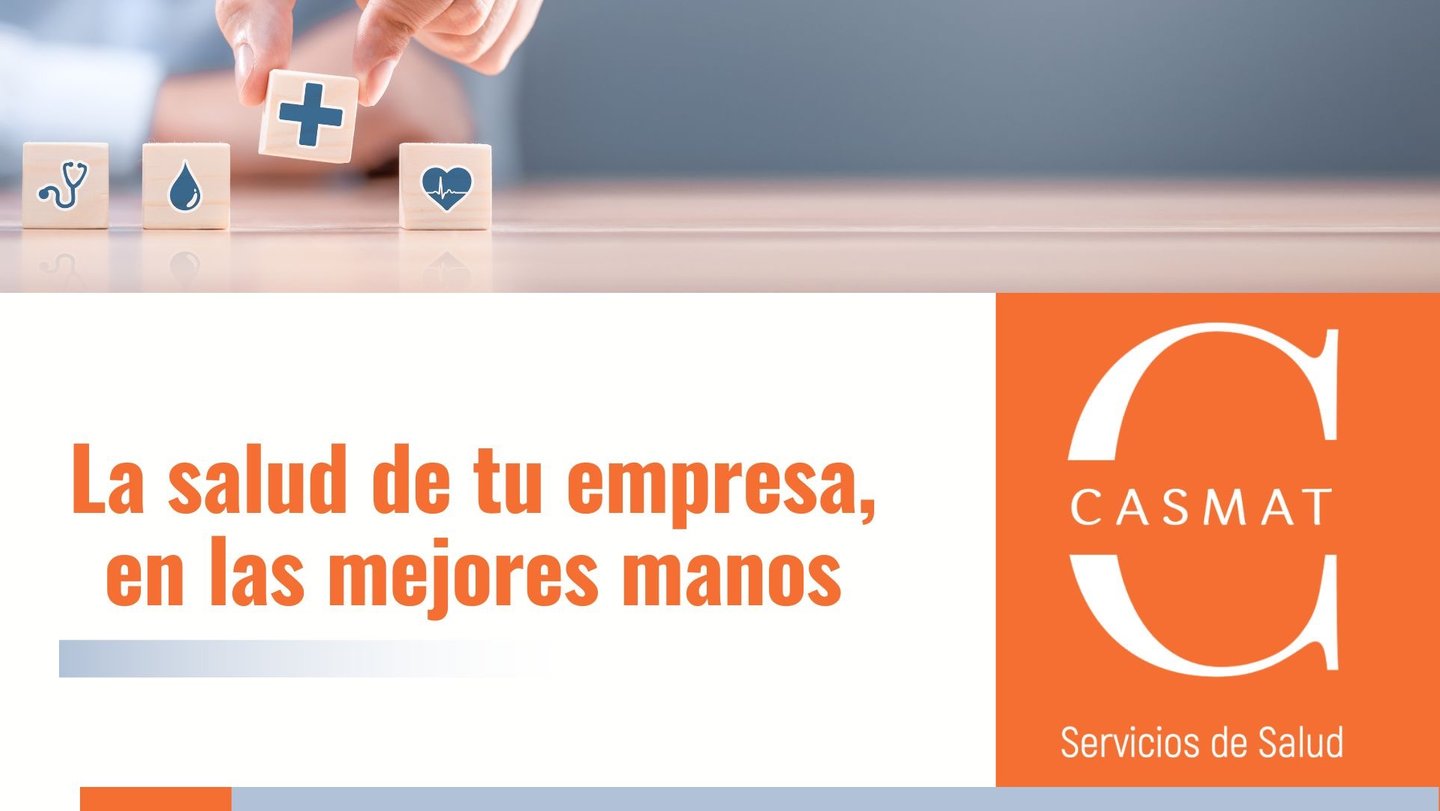 Banner promocional de CASMAT con el lema 'La salud de tu empresa, en las mejores manos' 