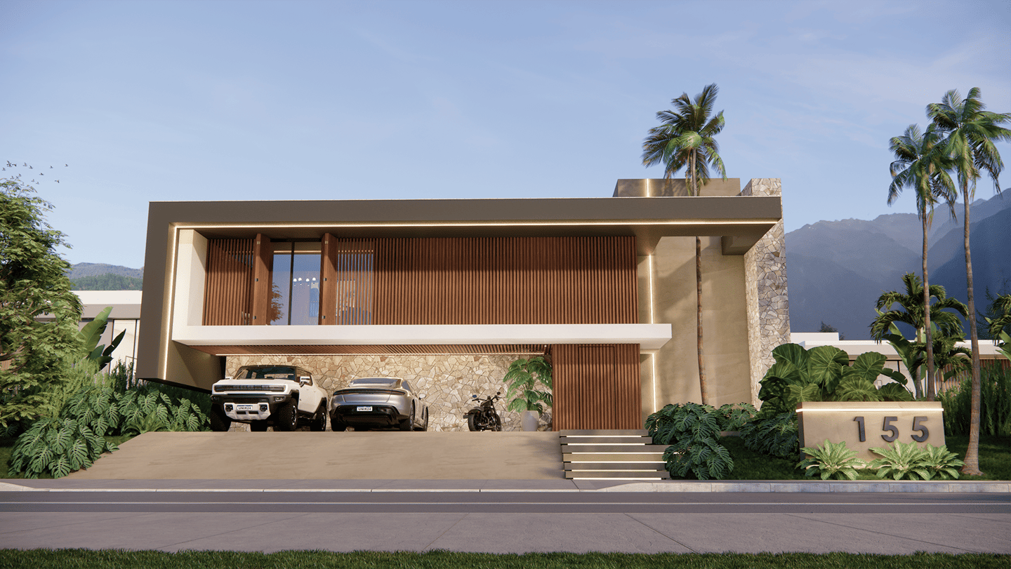 projeto de casa com Painel ripado de madeira
