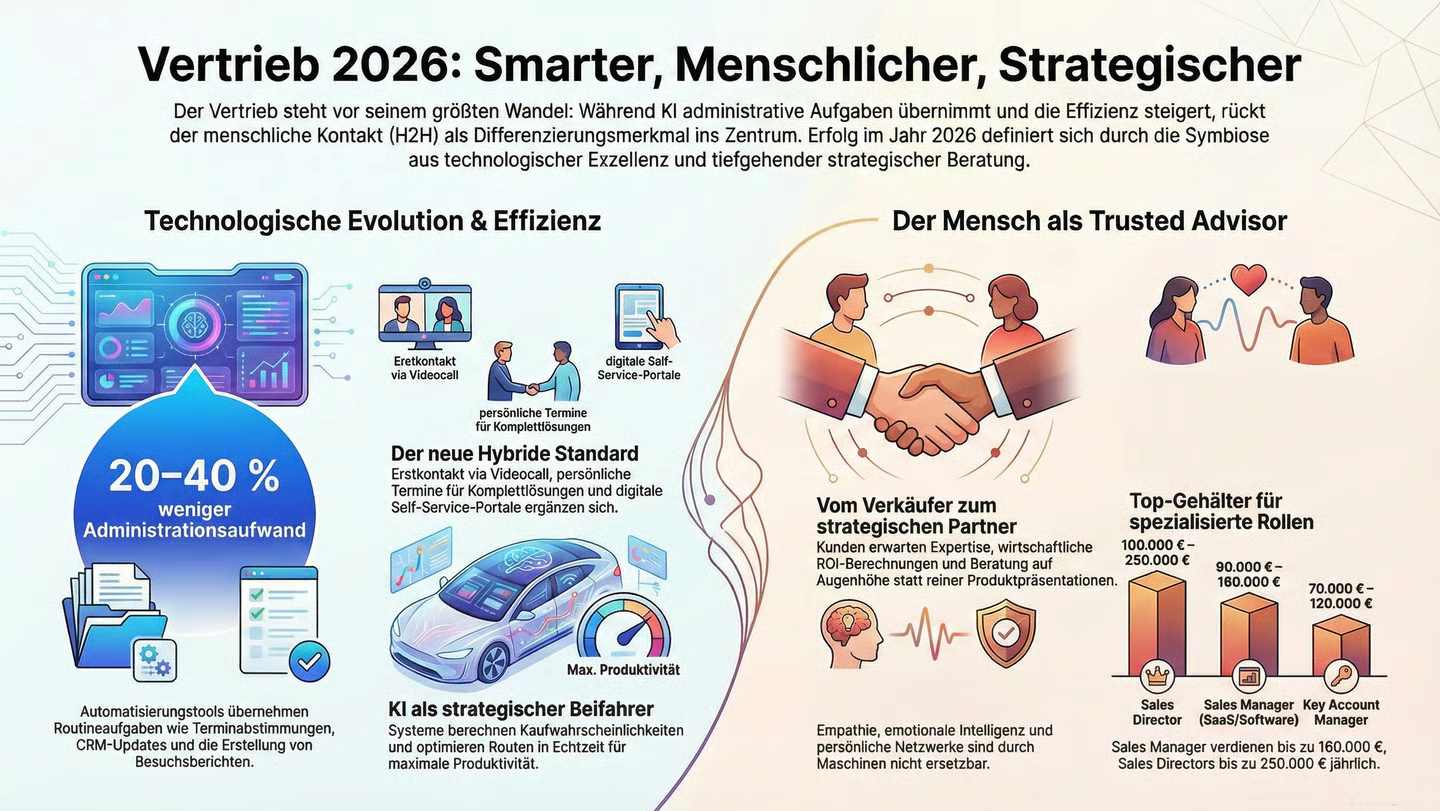 Infographic about sales trends 2026 showing AI technology efficiency and the role of the trusted advisor.