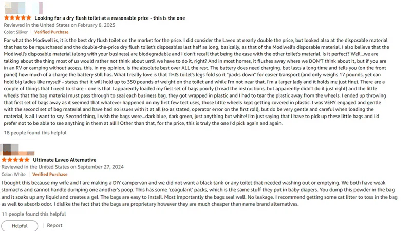 Modiwell_vs_Laveo_dry_flush_toilet_comparison_user_reviews