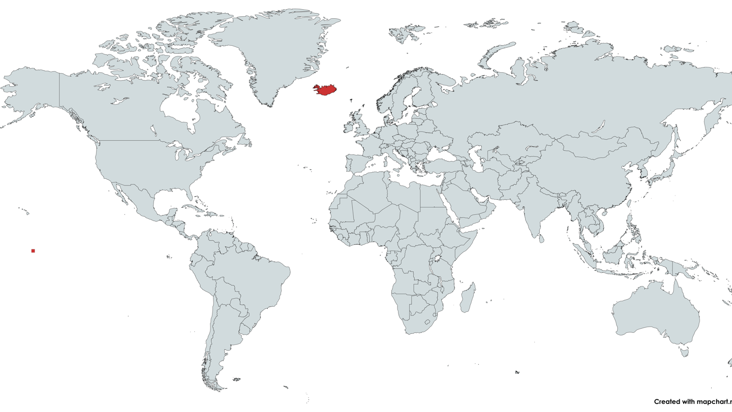 Iceland on the World Map