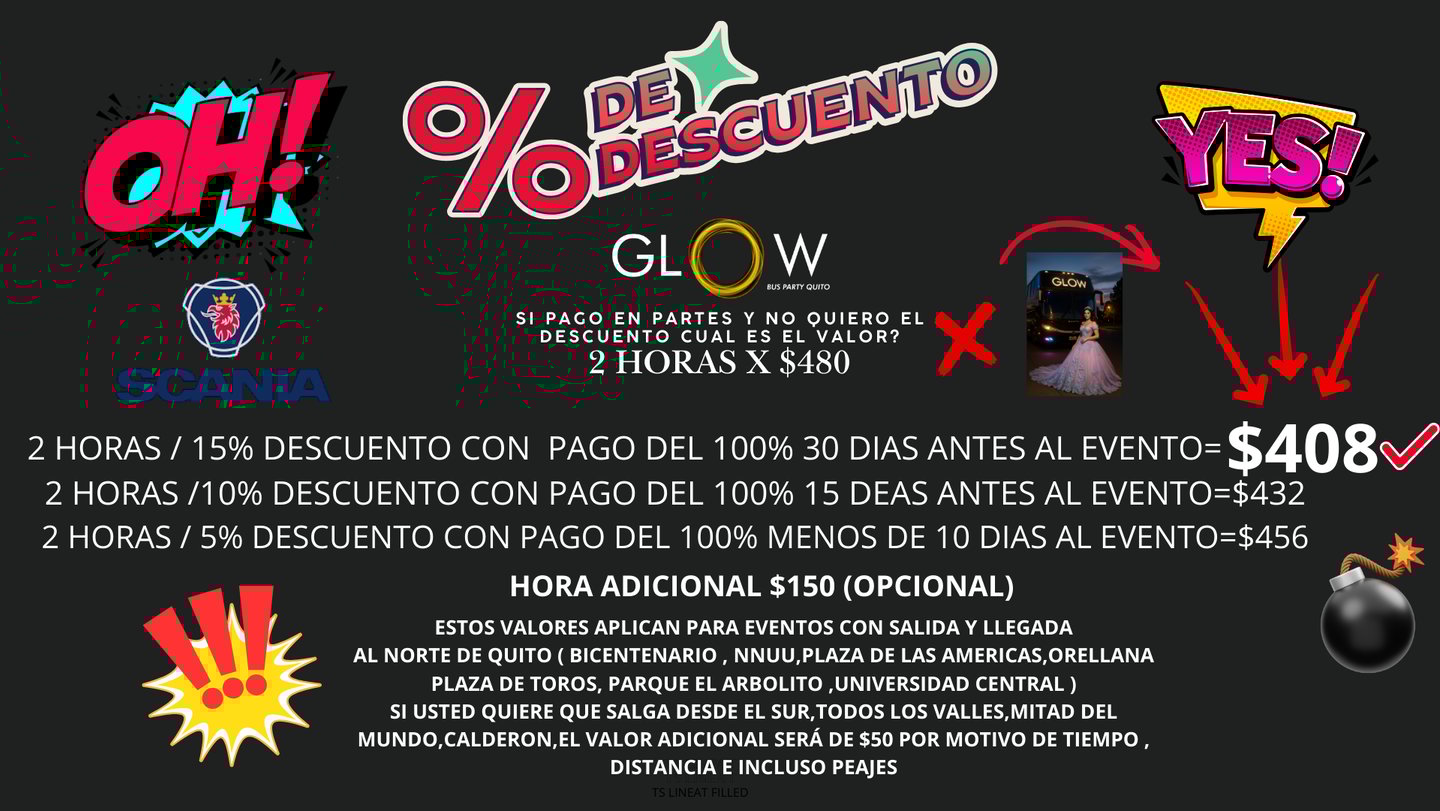 PRECIOS BUS PARTY GLOW QUITO SCANIA