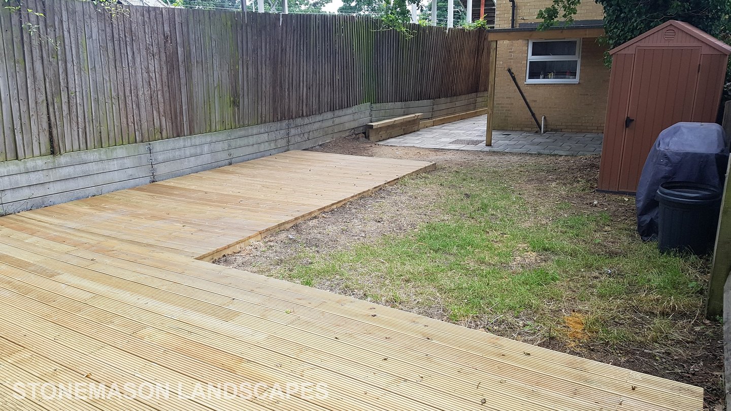 Decking & Budget Patio Paving Slabs & Pergola, Shelter Canopy.