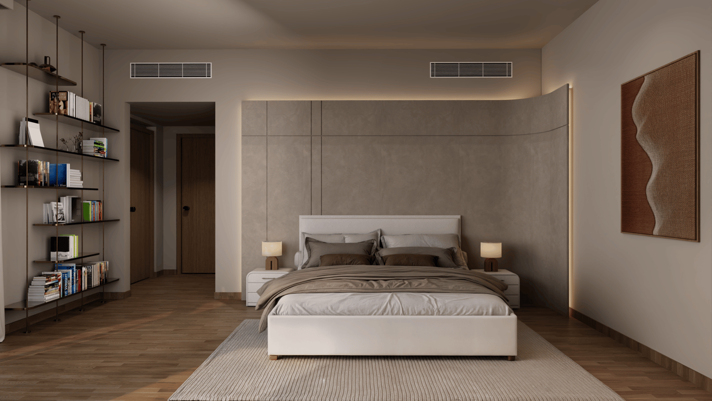 Elegant bedroom interior design by Moori Interiors