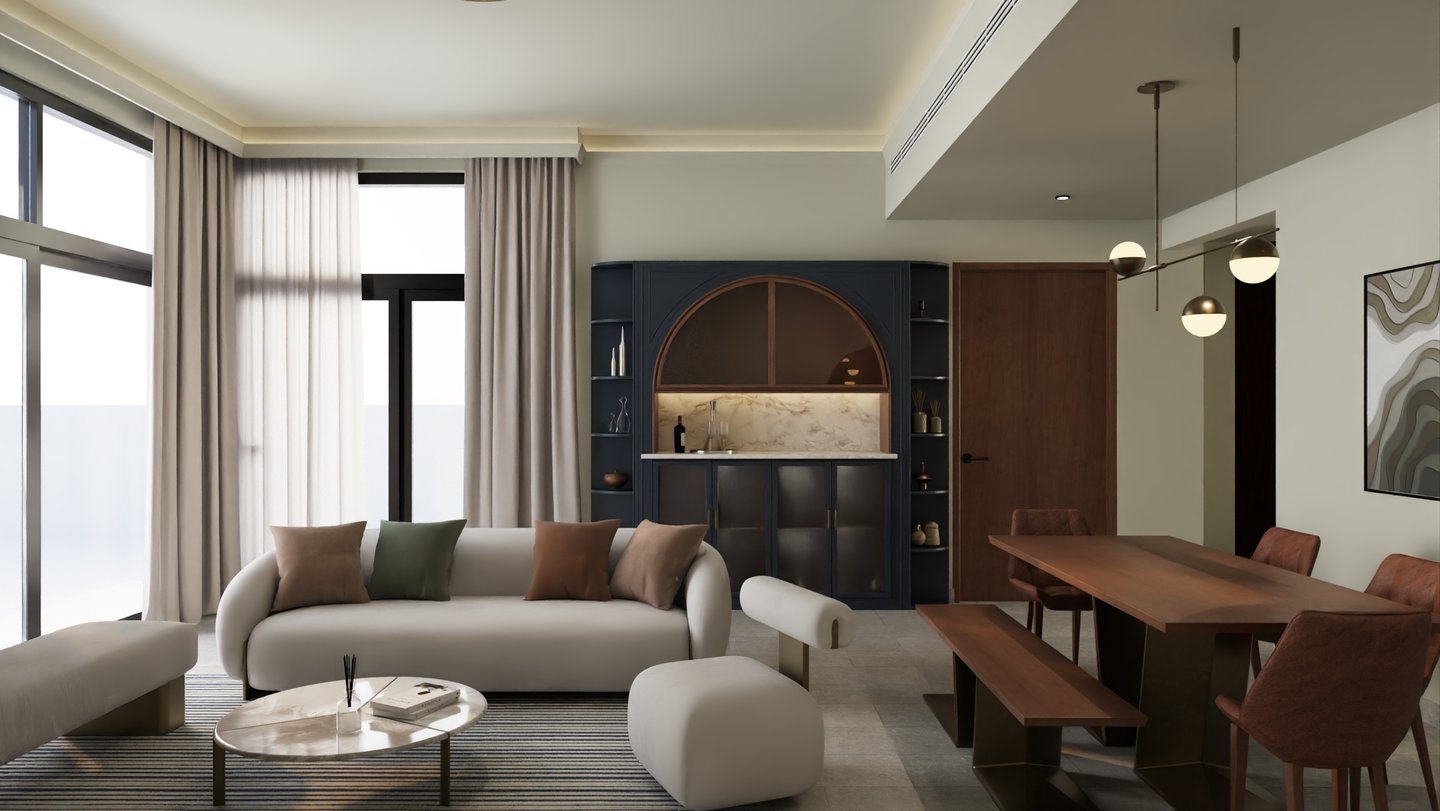 Contemporary villa living room Dubai